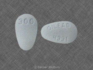 Pill GILEAD 4331 300 Blue Elliptical/Oval is Viread